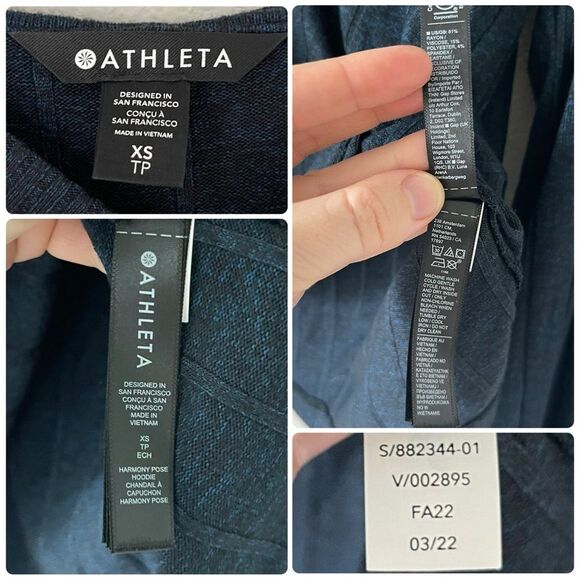 Athleta Harmony Pose Hoodie Sweatshirt in Dark Sardinia Blue Heather - Picture 7 of 12